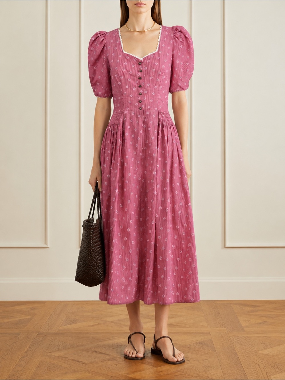 Vintage Hanne Modell Cotton Dirndl Prairie Dress Austrian German Landhaus Midi